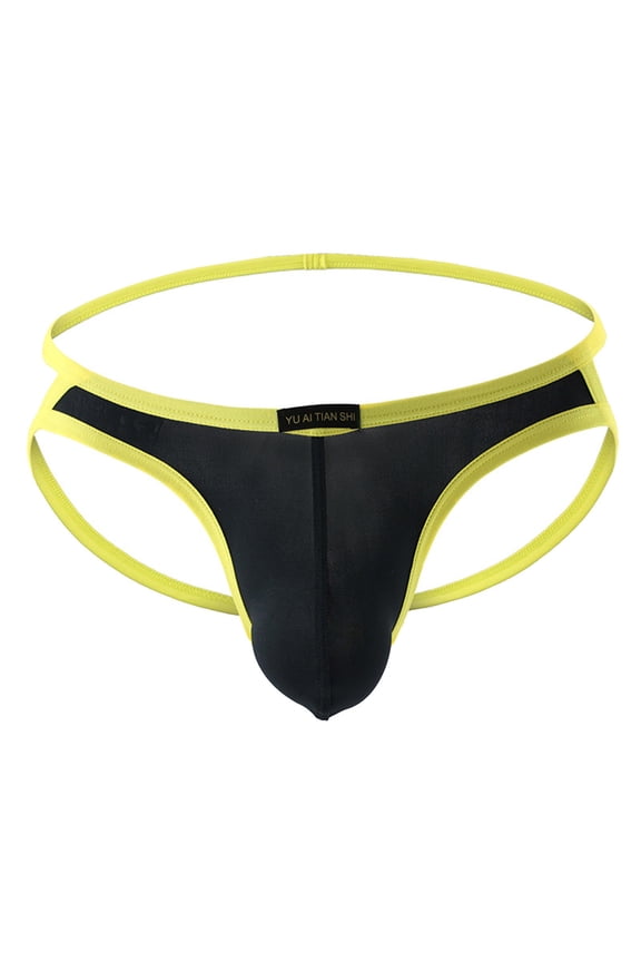Men's Underwear Low Waist Breathable Nylon Solid Pants, XL, Black