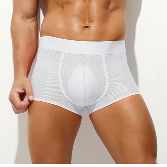 Men's Underwear Men Casual Solid Color Breathable Middle Waist Underwear Men's Soft Briefs Briefs with No-Ride Leg Bands, Size S-XL