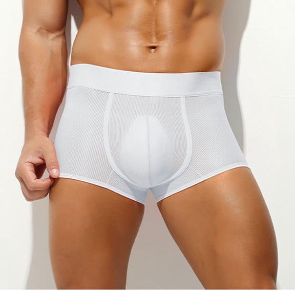 Men's Underwear Men Casual Solid Color Breathable Middle Waist Underwear Men's Soft Briefs Briefs with No-Ride Leg Bands, Size S-XL