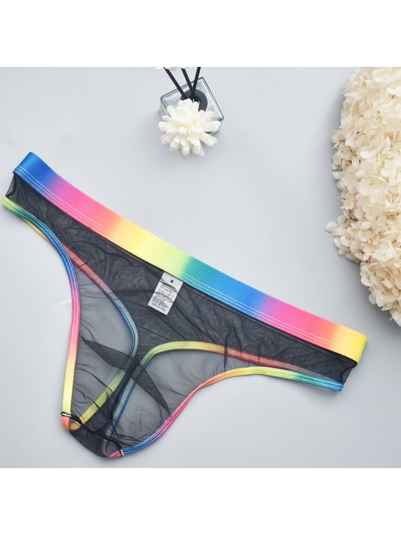Men’s Underwear Men's Briefs Underwear Men Thong Men's Netting Breathable Underwear Transparent T-Shaped Exquisite Design Briefs