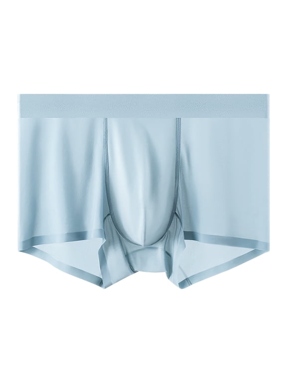Men s Underwear Men s Ice Silk Stretch Mid Rise Comfortable Natural Silk Liner Crotch Briefs Blue L