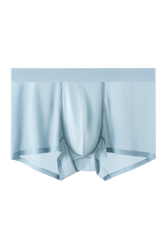 Men s Underwear Men s Ice Silk Stretch Mid Rise Comfortable Natural Silk Liner Crotch Briefs Blue L