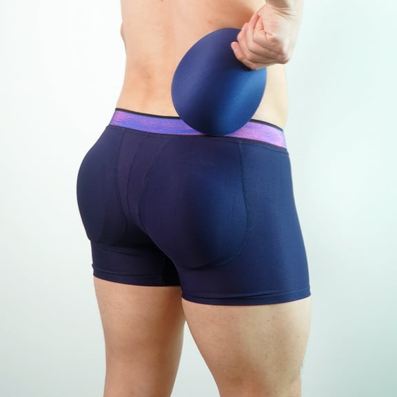 Men's Underwear Padded Buttocks Boxer Trunk with Butt Pads, Breathable Mesh, Long Boxer Shorts, Elastic and Comfortable