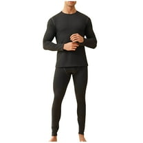 Men's Underwear Set Crew Neck Long Sleeve Pullover Tops Long Pants Solid Color Fleece Thermal Casual Home Wear (XL, Gray)