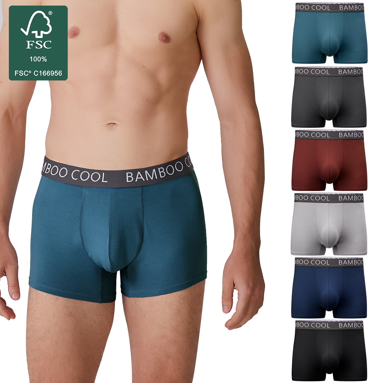 Men's Underwear Soft Breathable Boxer Briefs for Men，Bamboo Viscose  Underwear Trunks,S-XXXL,6-pack