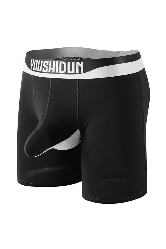 Men’s Underwear Stretch Cotton Trunk with Built-In Pouch Support and Fly Underwear for Men Christmas Gift for husband Black M