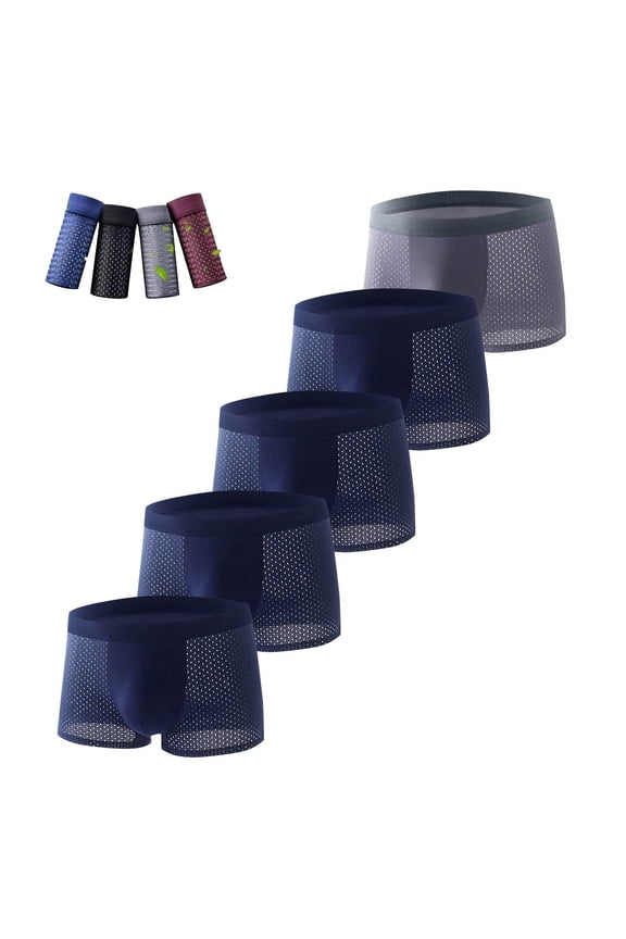 Men's Underwear Trunks Micro Modal Boxer Shorts Soft Comfortable Underpants for Men 5 Pack Blue XL