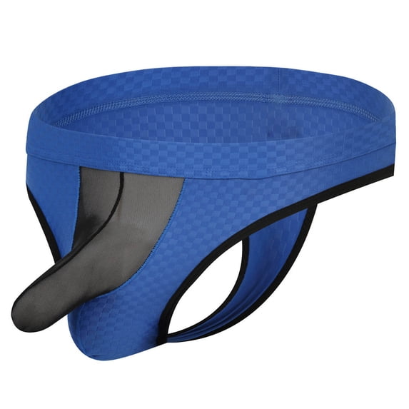 Men's Underwear for Everyday Comfort and Confidence in Ice Silk Mesh Pouch Design Blue L