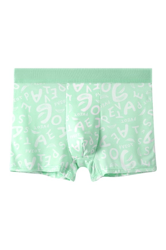 Men's Underwear for Summer Breathable Silk Flat Corner Design Mid Rise Comfort with Printed Pattern Men’s Briefs Light Green M