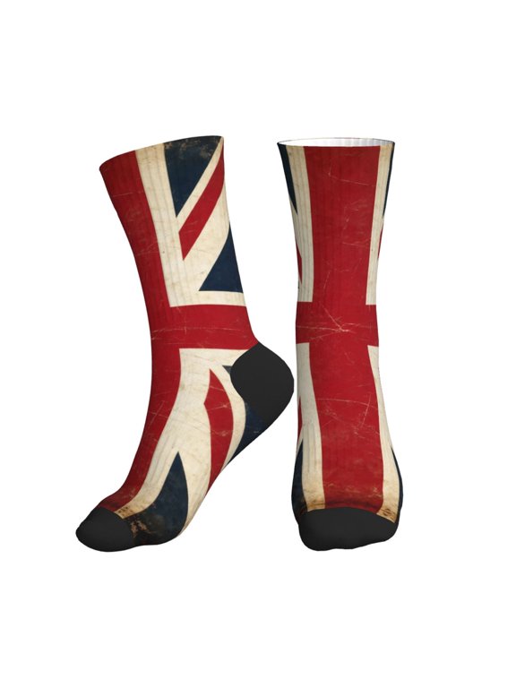 Men's Union-Jack Flag Novelty Athletic Socks Women's Digital Printing Funky Patterned Crew Socks