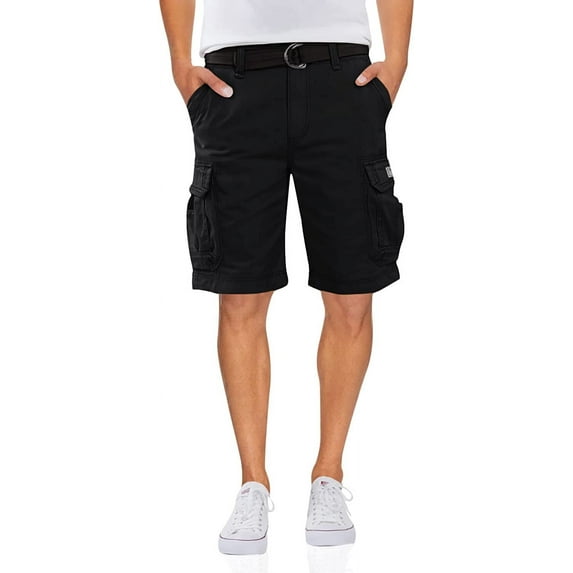 Men's Unionbay 11" Survivor Belted Cargo Shorts Color: Black Size: 40
