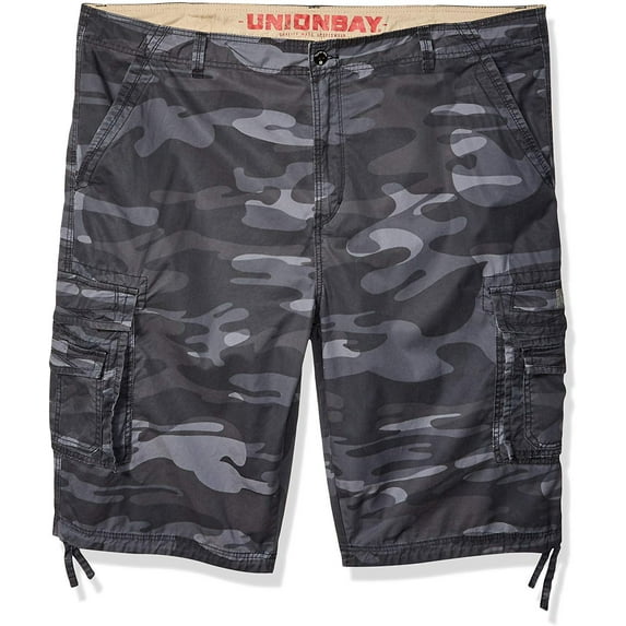 Men's UNIONBAY Cordova Messenger Belted Cargo Shorts Color: Black Camo Size: 40