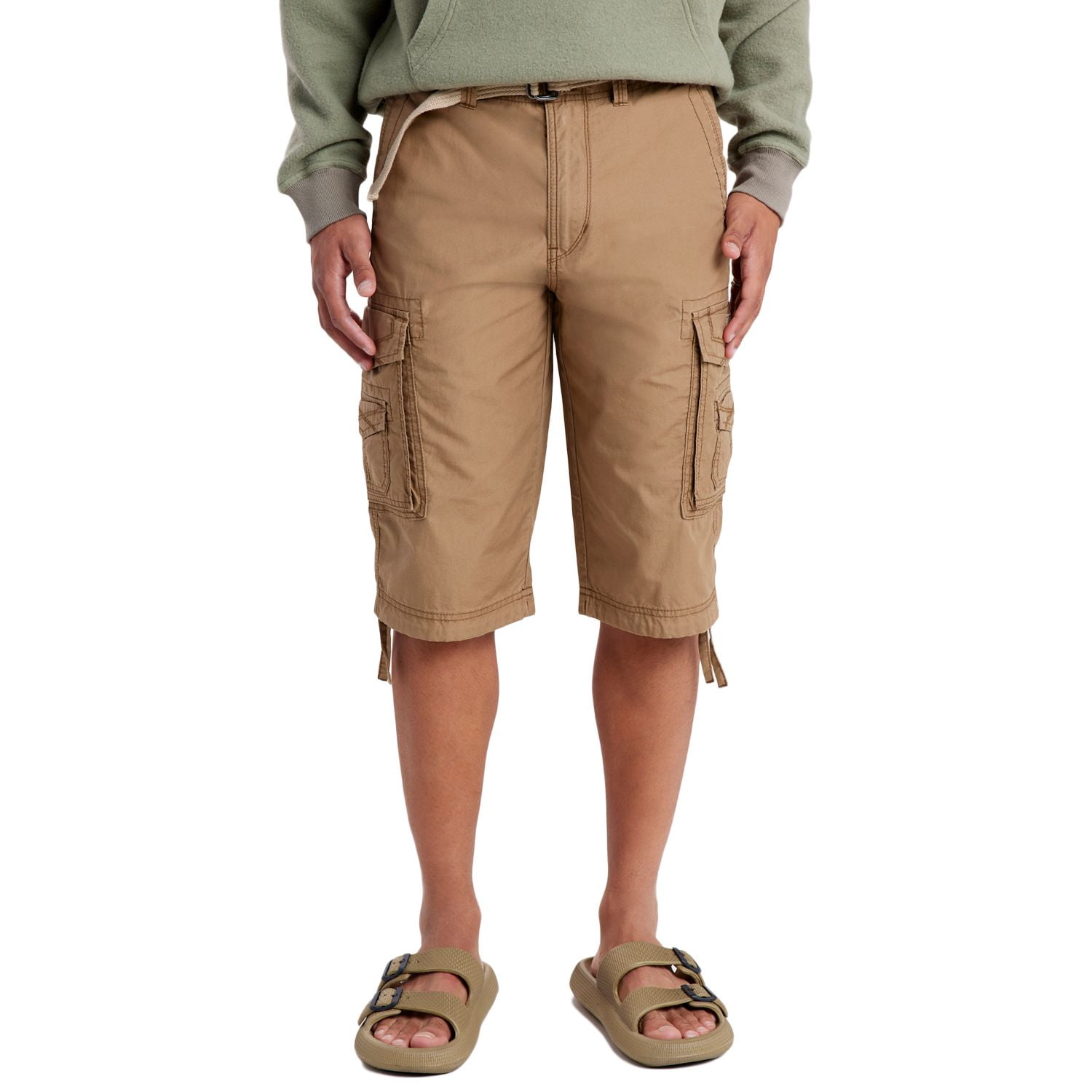 Unionbay Cordova pantalones cortos de mensajero tipo cargo, con cinturón, tallas regular y grande, para hombre, 30, Negro