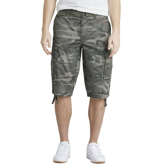 Men's Unionbay Cordova Messenger Belted Cargo Shorts Color: Green Camo Size: 36