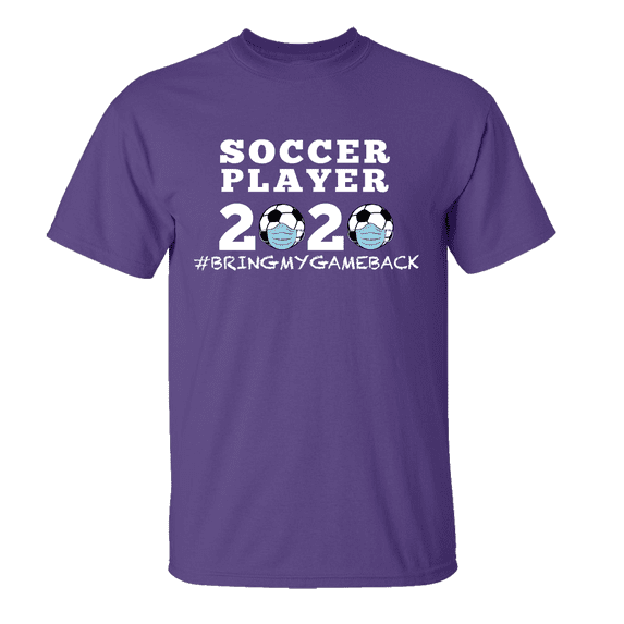Men's Unisex Adult Soccer Player 2020 Bring My Game Back Short Sleeve T-shirt-Purple-5xl