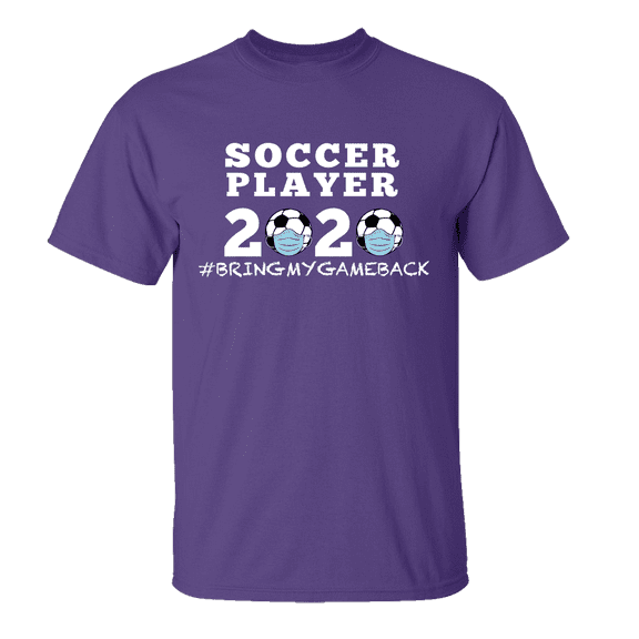 Men's Unisex Adult Soccer Player 2020 Bring My Game Back Short Sleeve T-shirt-Purple-Small
