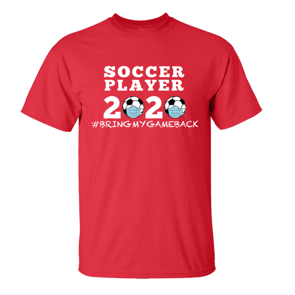Men's Unisex Adult Soccer Player 2020 Bring My Game Back Short Sleeve T-shirt-Red-Small