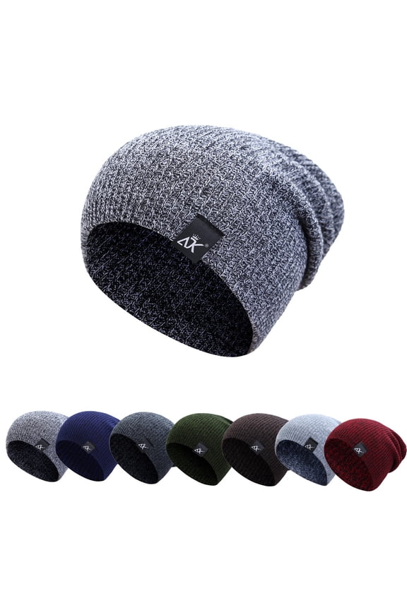 Men's Unisex Knit Baggy Beanie Hat Ski Slouchy Chic Knitted Cap Wool Beanie Elastic Hat