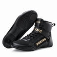 thumbnail image 1 of Men's & Unisex Lightweight Breathable Boxing & Wrestling Shoes - Anti-Slip Rubber Sole, Secure Fit (Lace/Hook & Loop), White/Black Combat Sports Footwear for MMA, Gym, - All-Season Athletic Sneakers, 1 of 6