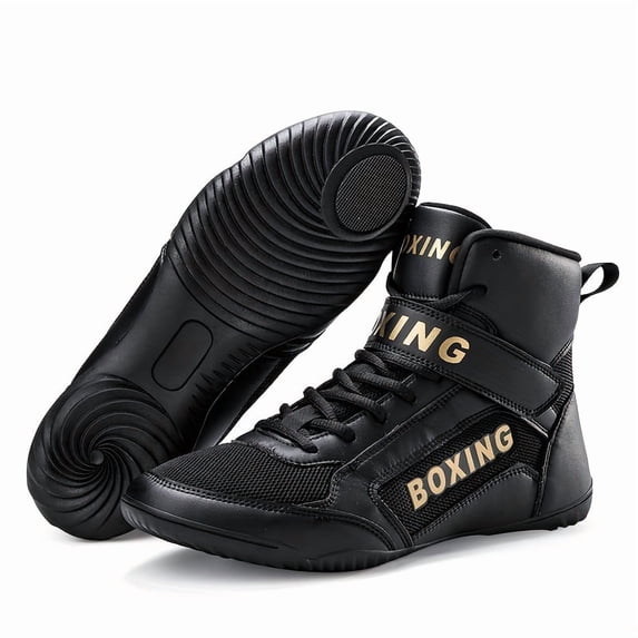 Men's & Unisex Lightweight Breathable Boxing & Wrestling Shoes - Anti-Slip Rubber Sole, Secure Fit (Lace/Hook & Loop), White/Black Combat Sports Footwear for MMA, Gym, - All-Season Athletic Sneakers