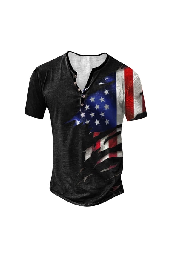Men's Unisex Short Sleeve Graphic T-Shirt, Unique Independence Day Print with Soft Fabric for Spring and Summer Casual Wear ,Black 3XL