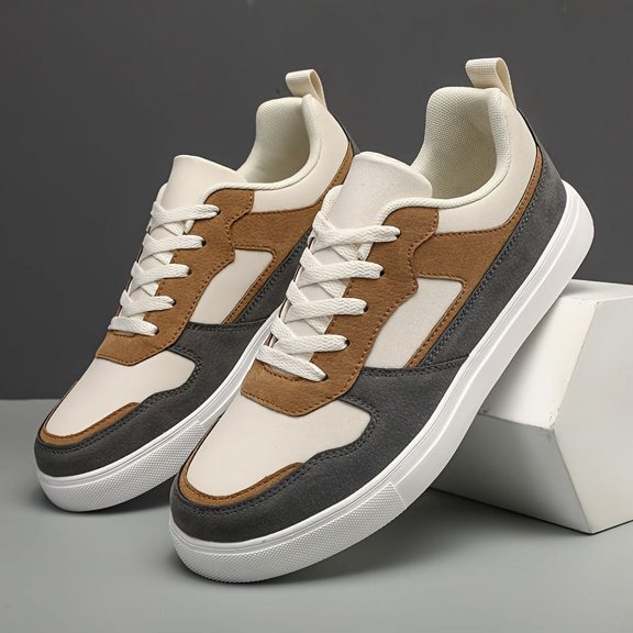 Men's & Unisex Skate Sneakers - Low-Top Lace-Up - Streetwear Shoes with Cushioned Sole, Round Toe & Wear-Resistant Upper for Skateboarding, Casual Wear (/Solid Colors) - Urban Fashion Footwear