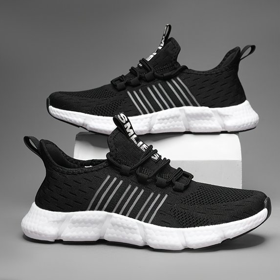 Men's & Unisex Slip-On Sneakers - Breathable Lightweight Sneaker Shoes with Cushioned Sole, Low-Top Striped Athletic Footwear Suitable for Running, Gym, Casual Wear - Spring Summer Fall On/Off Sneake