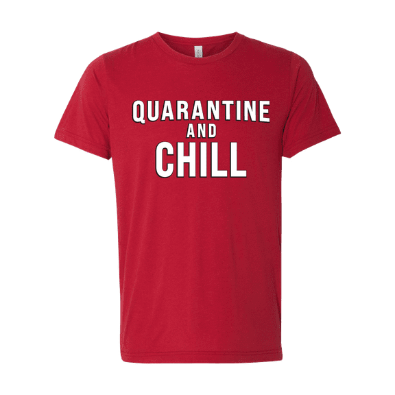 Men's Unisex Triblend T-Shirt Virus Funny Quarantine and Chill Short Sleeve T-shirt-Red-large