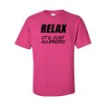 thumbnail image 1 of Men's Unisex Virus Funny Relax It's Just Allergies Short Sleeve T-shirt-Fuchsia-5xl, 1 of 4