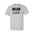 thumbnail image 1 of Men's Unisex Virus Funny Relax It's Just Allergies Short Sleeve T-shirt-Sports Grey-large, 1 of 4