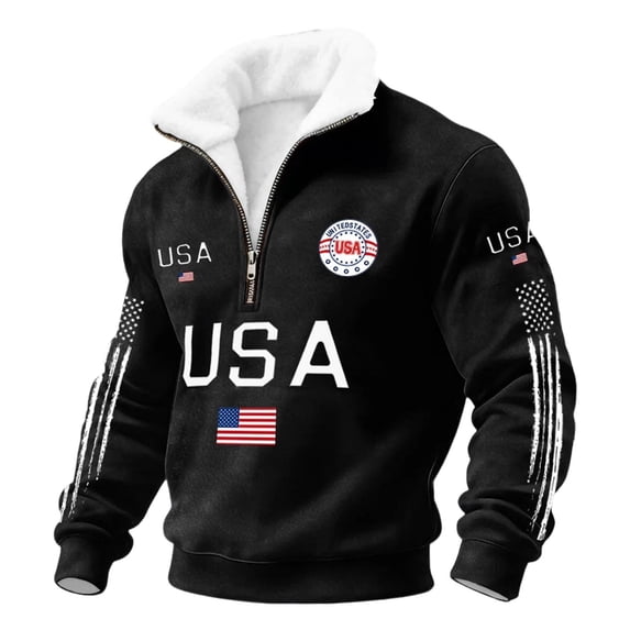 Men's United States 250 Years Of Freedom Sweatshirt Patriotic Fleece Collar 250th Anniversary Shirt Half Zip Pullover