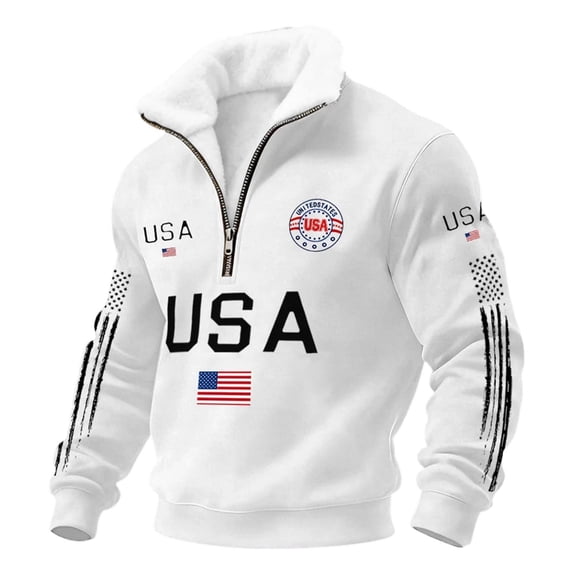 Men's United States 250 Years Of Freedom Sweatshirt Patriotic Fleece Collar 250th Anniversary Shirt Half Zip Pullover