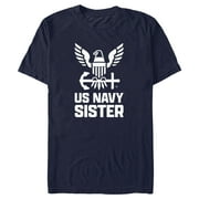 Men's United States Navy Official Eagle Logo Sister  Graphic Tee Navy Blue Medium