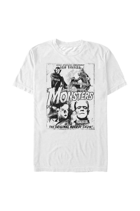 Men's Universal Monsters Original Monster Flicks Graphic Tee White 3X Large