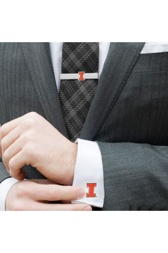 Men's University of Illinois Cufflinks/Tie Bar Gift Set