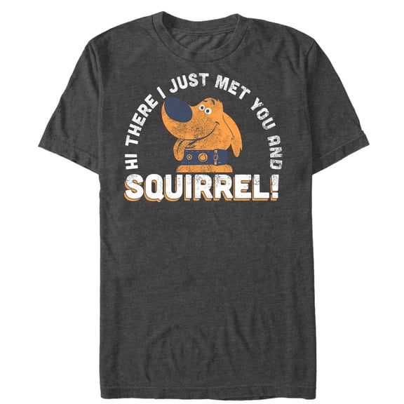 Men's Up Dug Just Met You Squirrel Graphic Tee Charcoal Heather 2X Large