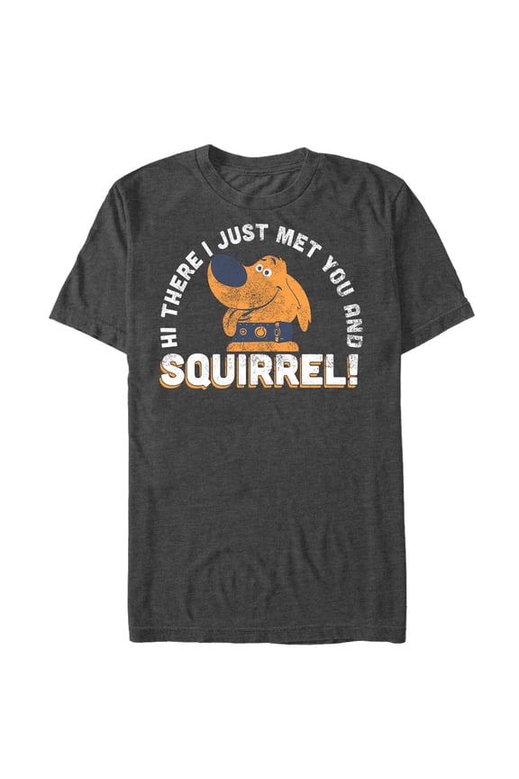 Men's Up Dug Just Met You Squirrel Graphic Tee Charcoal Heather Large