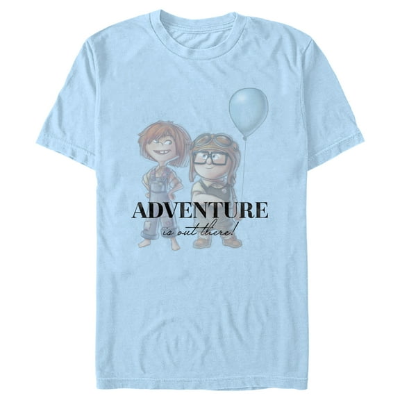 Men's Up Ellie and Carl Fredricksen Adventure Is Out There  Graphic Tee Light Blue Small