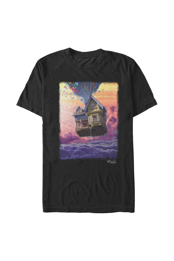Men's Up Floating House Sunset Graphic Tee Black 2X Large