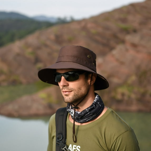 Men's Upf 50+ Foldable Fishing Hat - Breathable Mesh Sun Hat with Neck Flap (Beige/Khaki/Navy/More) Under 5$, Yubnlvae Summer Outdoor Sun Hat Protection Bucket Boonie , Coffee, One Size