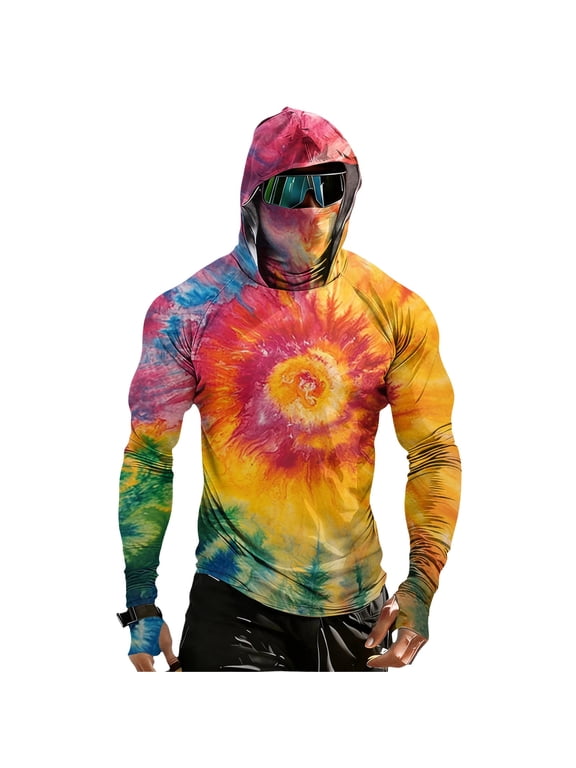 Men's Upf 50+ Hooded Shirts Long Sleeve Sun Protection Shirts Lightweight Outdoor Fishing Hoodies