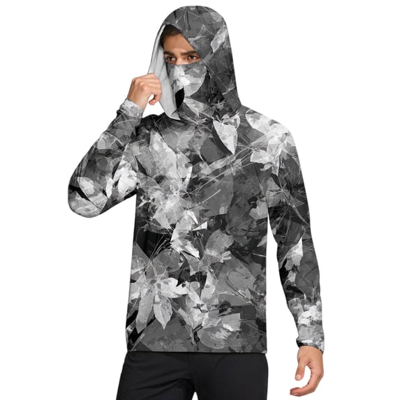 Men's Upf 50+ Sun Protection Shirts UV Spf Long Sleeve Shirts with Mask Rash Guard Cooling Shirts Fishing Lightweight Blouses,Gray M