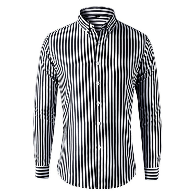 Men's Urban Business Shirt Hipster Vertical Striped Button Down
