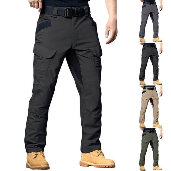 Men's Urban Ops Tactical Pants, Gusseted Crotch Cargo Pants, Ripstop Work Pants, Water & Stain Resistant Pants for Men Green L
