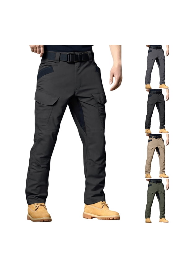 Men's Urban Ops Tactical Pants, Gusseted Crotch Cargo Pants, Ripstop Work Pants, Water & Stain Resistant Pants for Men Khaki 2XL