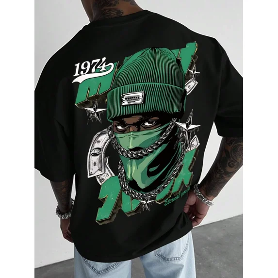 Men's Urban Streetwear Graphic Character T-Shirt