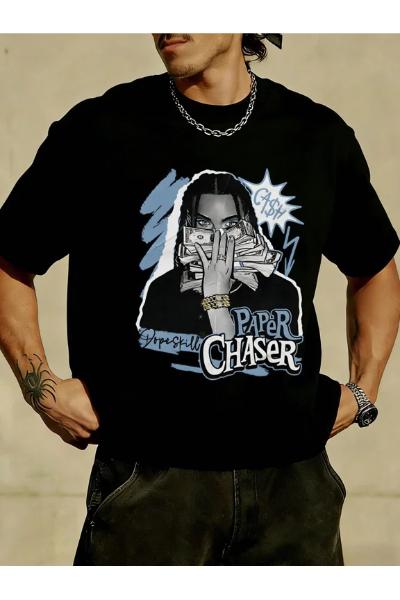 Men's Urban Streetwear Paper Chaser Graphic T-Shirt