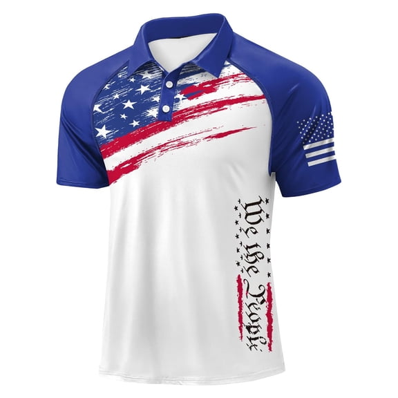 Men's Us 250th Anniversary Print Polo Shirts Short Sleeve Freedom Usa Flag Polo Shirts 4th Of July Independence Day Vintage Polo Tshirt Button Up 250 Years Of Liberty 1776-2026 Patriotic Tops,Blue M