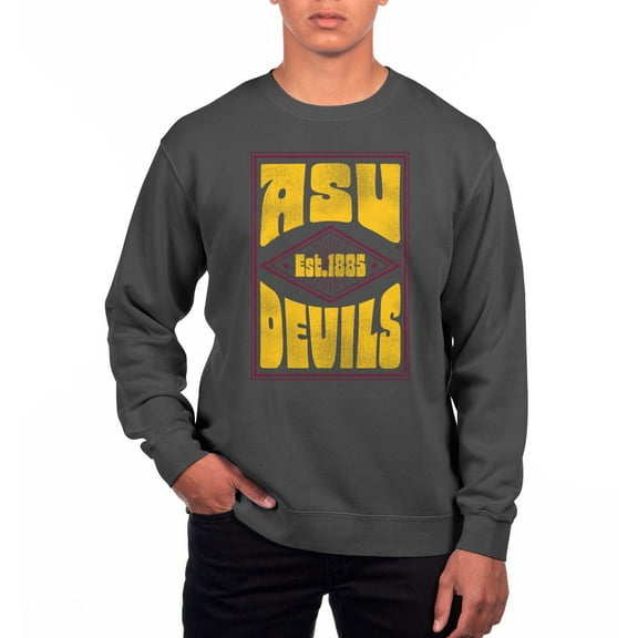 Men's Uscape Apparel Black Arizona State Sun Devils Pigment Dyed Fleece Crewneck Sweatshirt