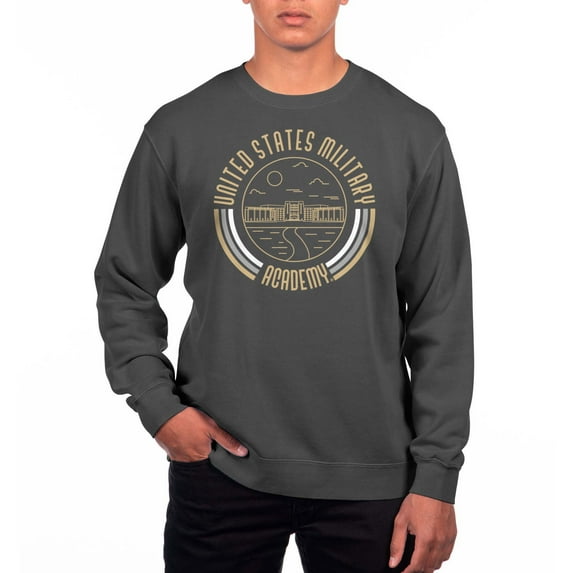Men's Uscape Apparel Black Army Black Knights Pigment Dyed Fleece Crew Neck Sweatshirt